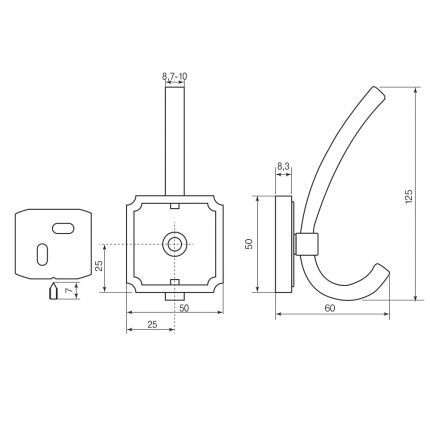 SETE Крючок К-8831-22 2-х рожковый сатин полированный SALE