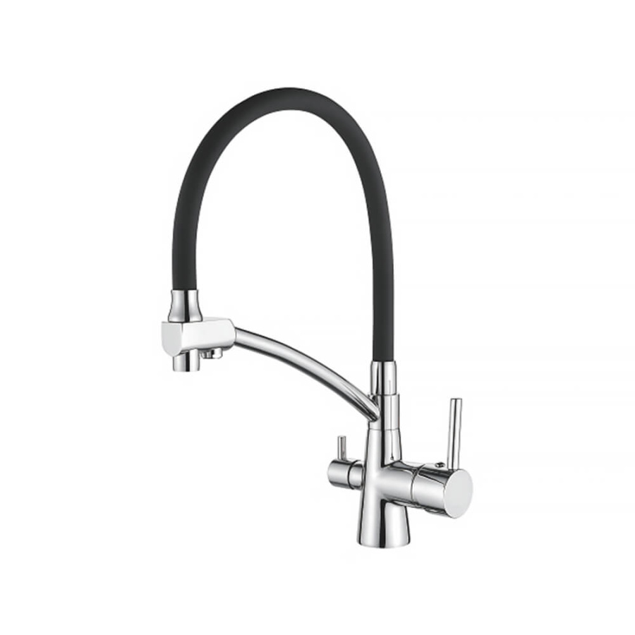 Смеситель Accoona черный + хром A5179F-13 с выходом для питьевой воды