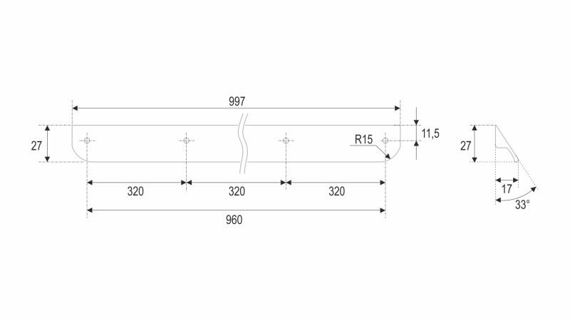 BRD RS156BL.3 ручка-скоба 960 мм TICK черный матовый