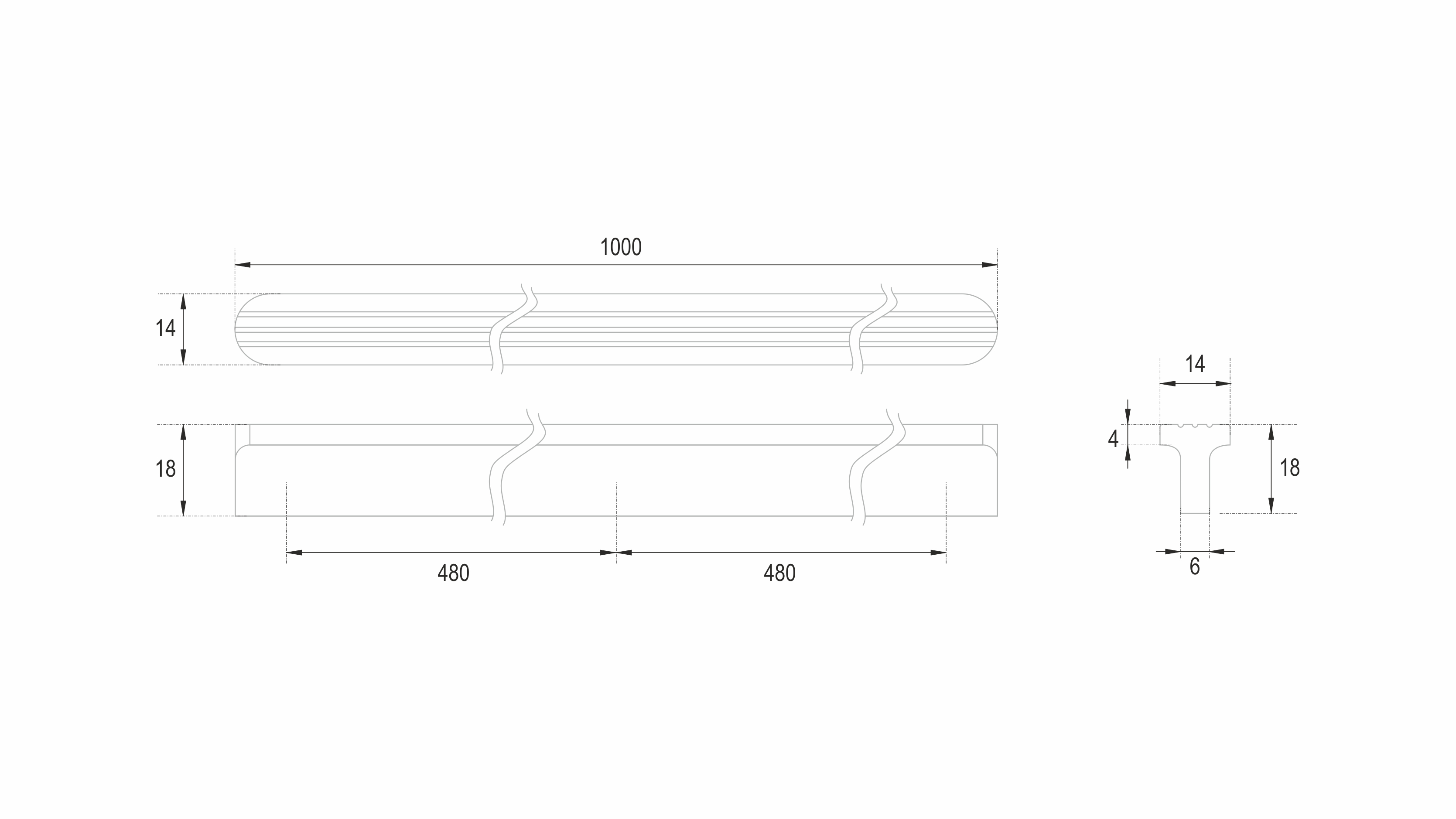 BRD RS064BL.4 ручка-скоба 960 мм VERTICAL SHELL черный