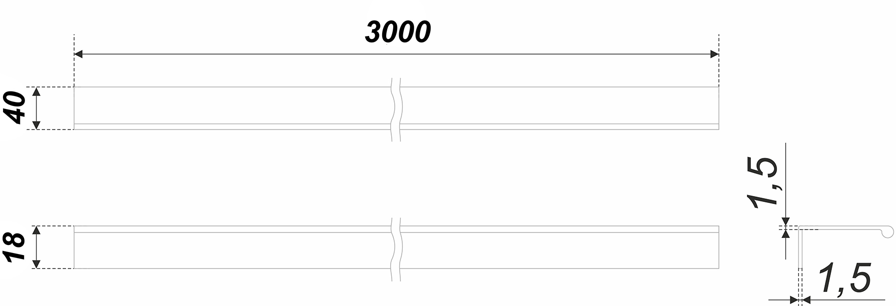 BRD RP001SC.1/000/3000 ручка-профиль 3м матовый хром SALE