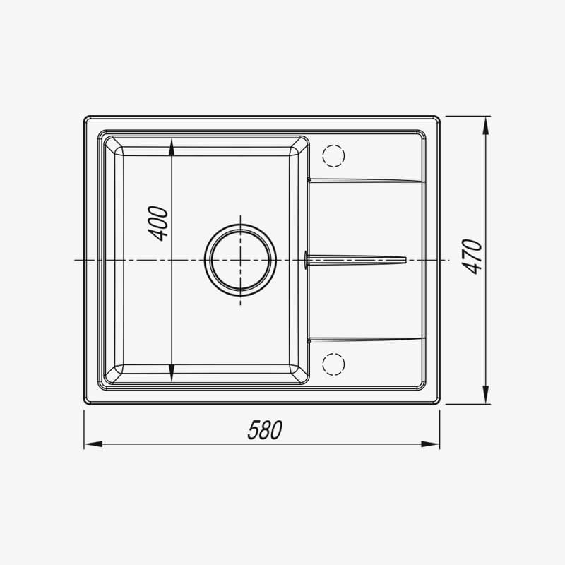 Мойка Dr. Gans Ника 580 прямоугольная с крылом черный