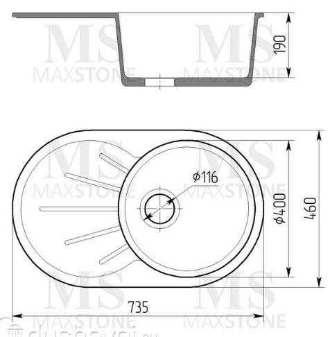 Мойка MaxStone MC-5 овал универсальная шоколадная крошка SALE