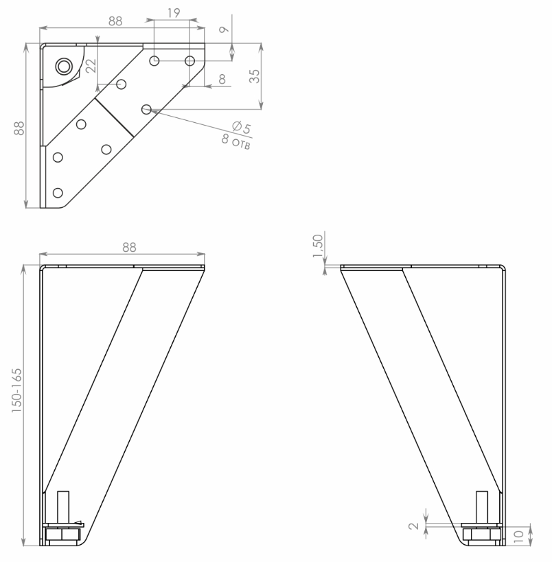 BRD N333BL.2 опора регулируемая VIVA черный 150 мм (заказ)