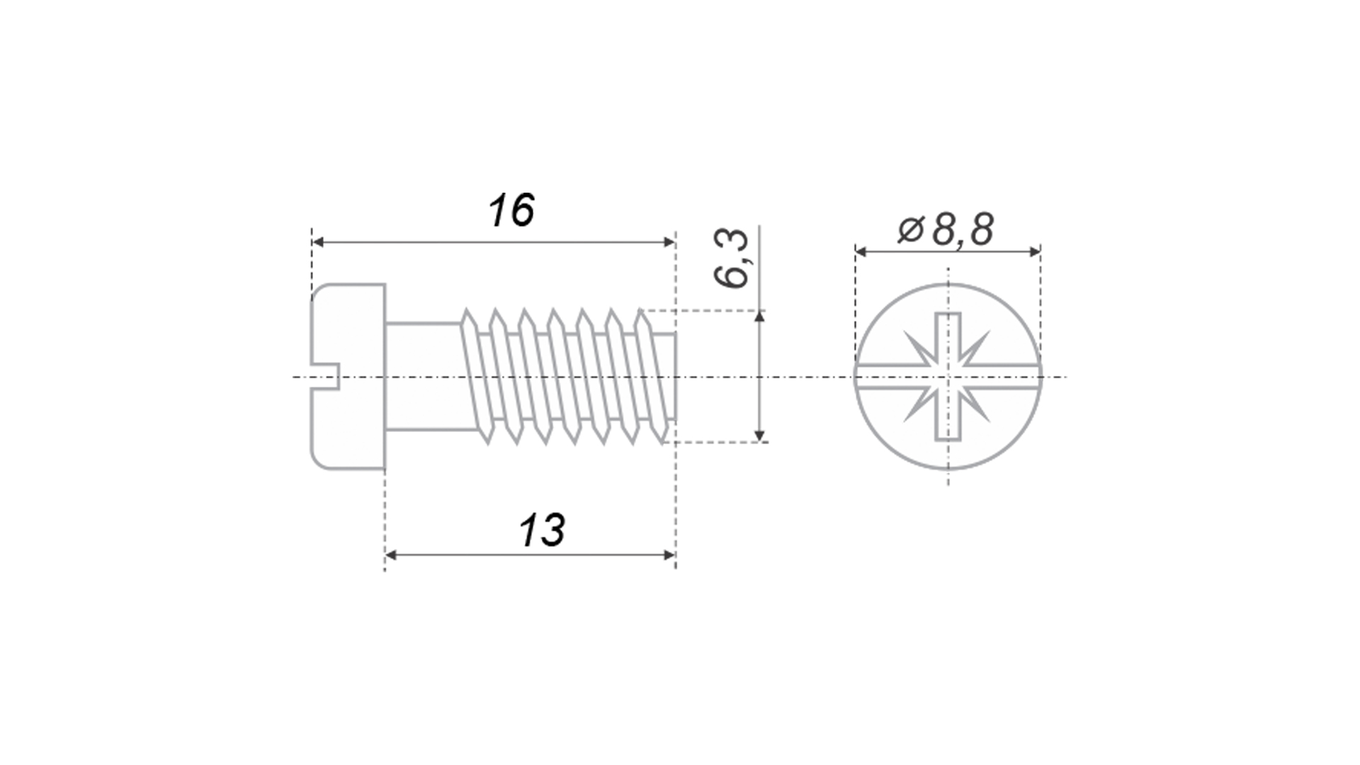 BRD Винт для стеклопетли (евровинт 6,3*13) (заказ)