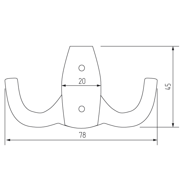 Крючок HKS.R21.2h.BLCK, 2-х рожковый черный