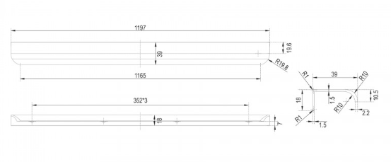 BRD RT110W.1 ручка торцевая 1200 мм MONTE белый (заказ)