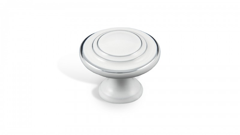 BRD RC037CP/W.4 ручка кнопка MATEO Белый с хромированной окантовкой (снято)