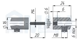 Полкодержатель для стекла 5-6 мм двухсторонний, хром SALE
