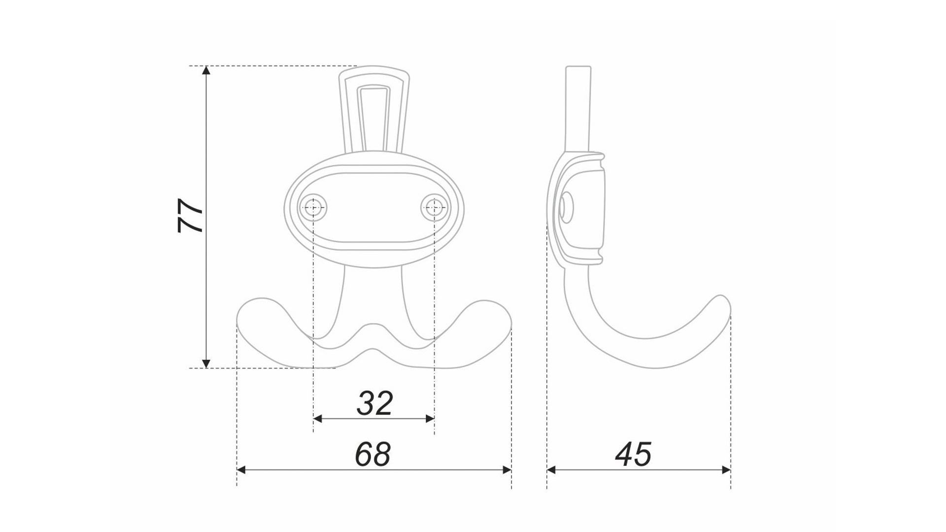 BRD K211AB.2 Крючок BARON 2-х рожковый бронза (заказ)