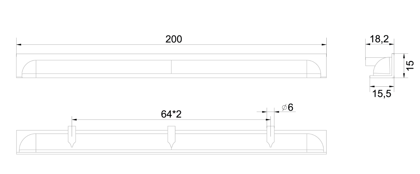 BRD RT020BL.1 ручка торцевая 200 мм EVA черный матовый (заказ)