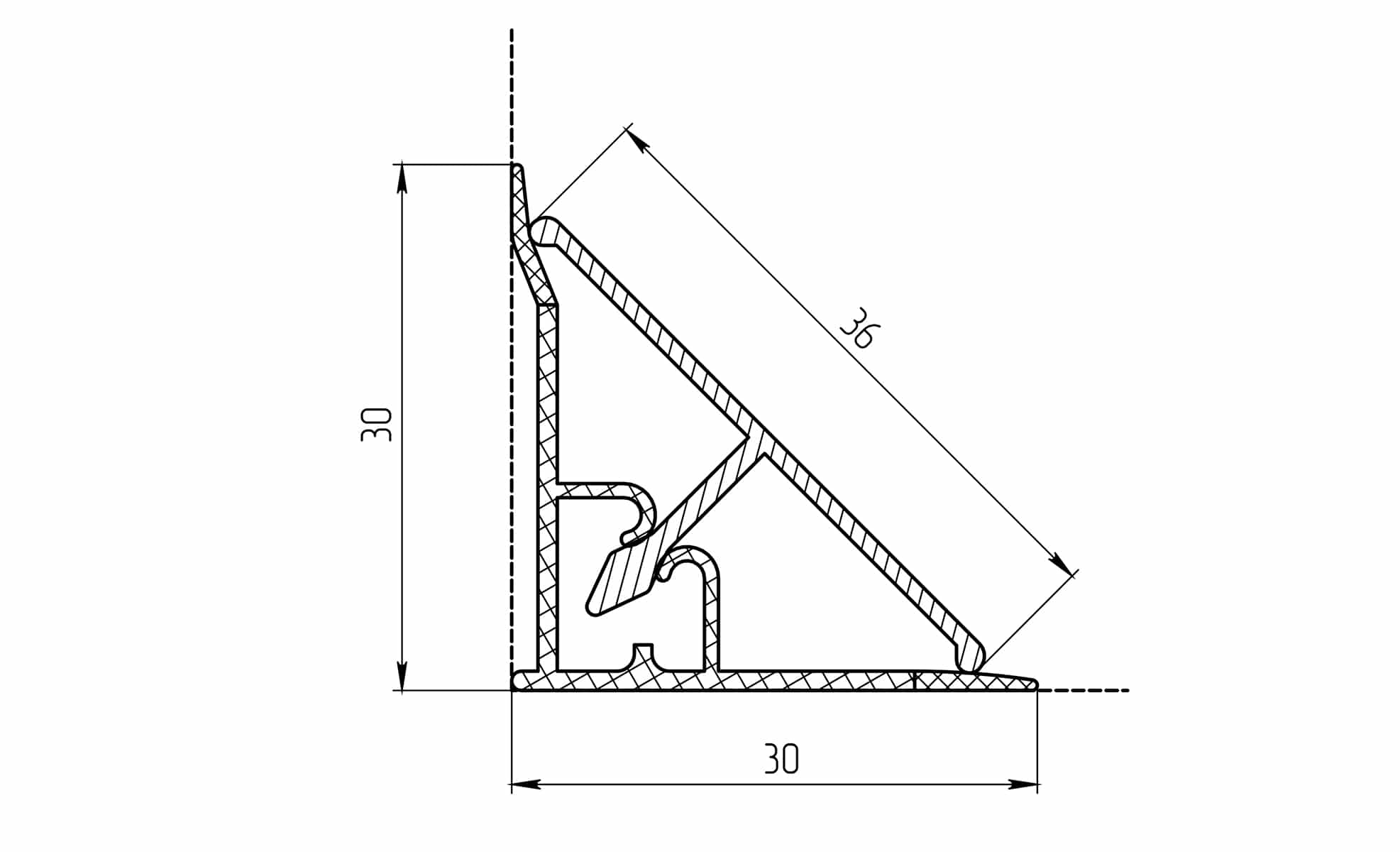 плинтус гладкий алюминиевый 3000 Алюминий