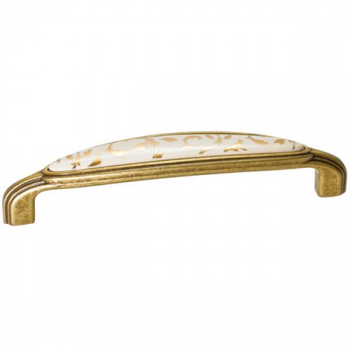 МКМ Ручка-скоба 128мм, отделка бронза ант. "Флоренция" + керамика (заказ)