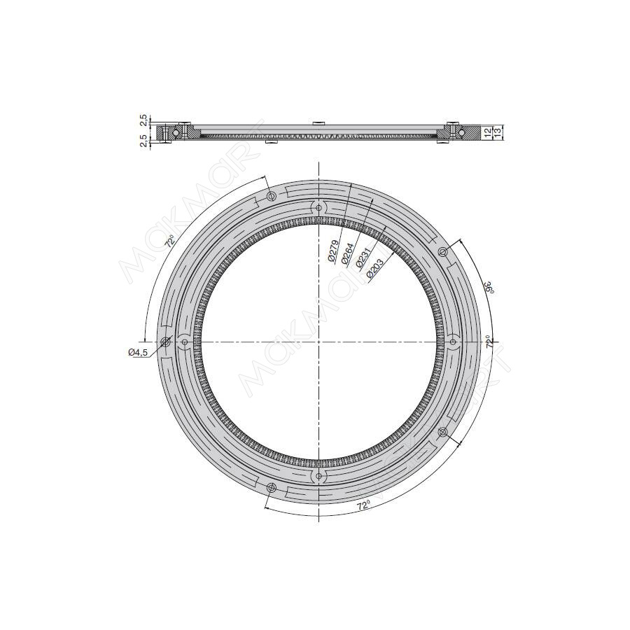 Механизм поворота Ciak (пластик), d.280, нагрузка 200кг, цвет черный