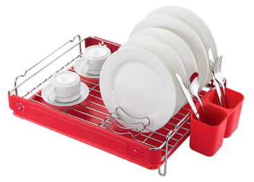 Посудосушитель настольный одноярусный, хром/красный LF-145 (стоп-лист)