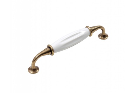 BRD RS110АВ.4/W ручка-скоба 128мм TRINITY старинная латунь/белый (заказ)