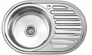 Мойка 770*550*0,8*180 мм овал универсальная хром