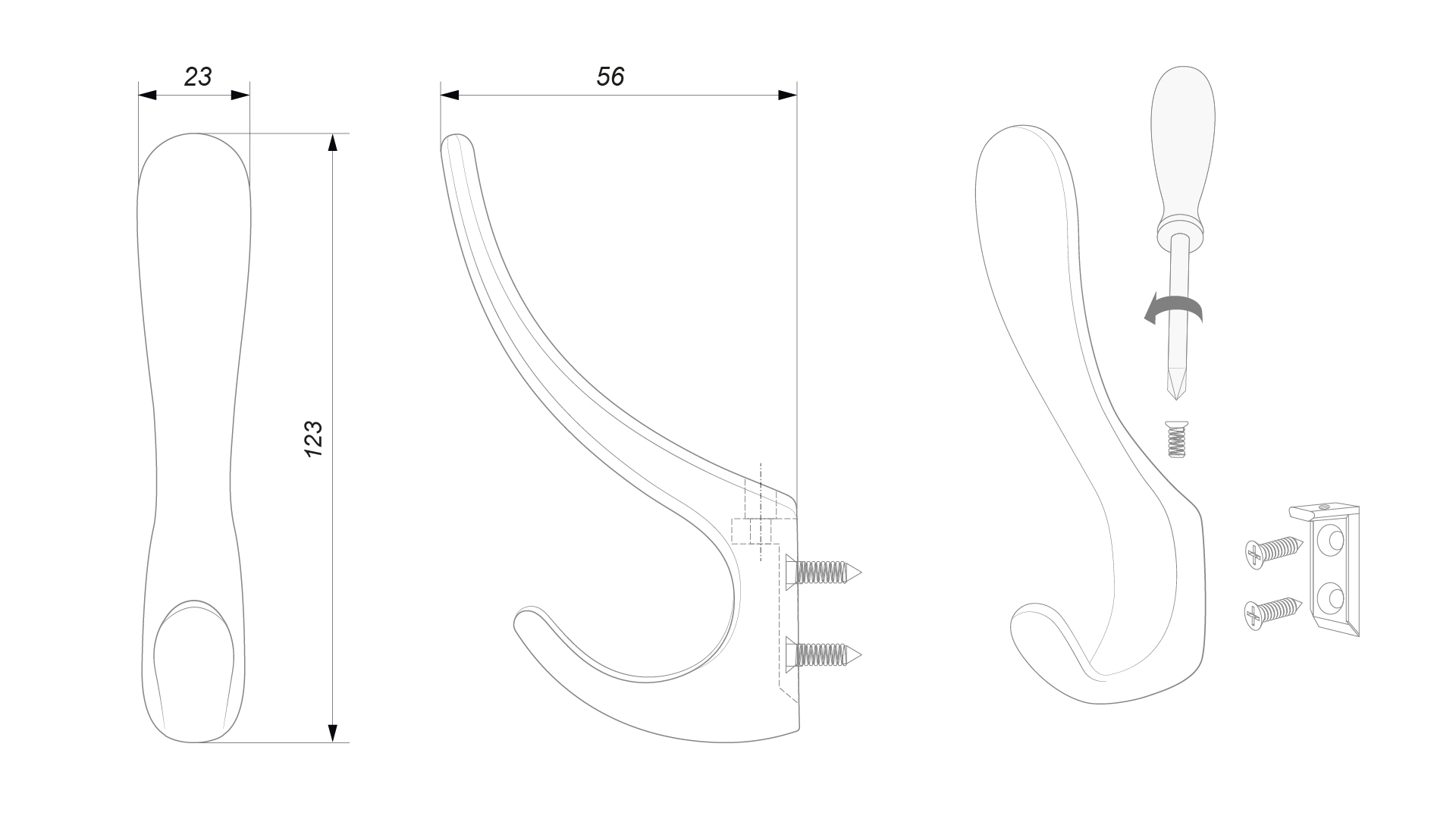 BRD K205BSN.9 Крючок OLA 2-х рожковый Атласный сатиновый никель (заказ)
