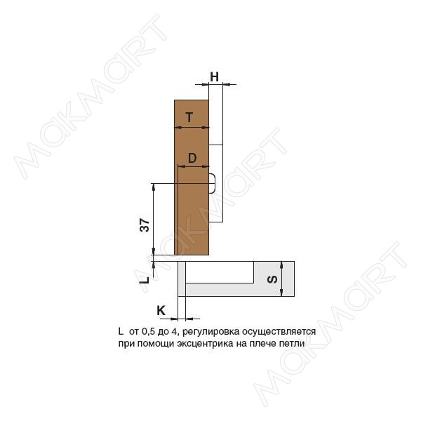 Петля 110 накладная без пружины, 48мм, Clip-on (cam), отделка никель (без планки) (заказ)
