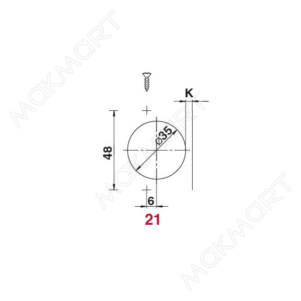 Петля 110 накладная без пружины, 48мм, Clip-on (cam), отделка никель (без планки) (заказ)