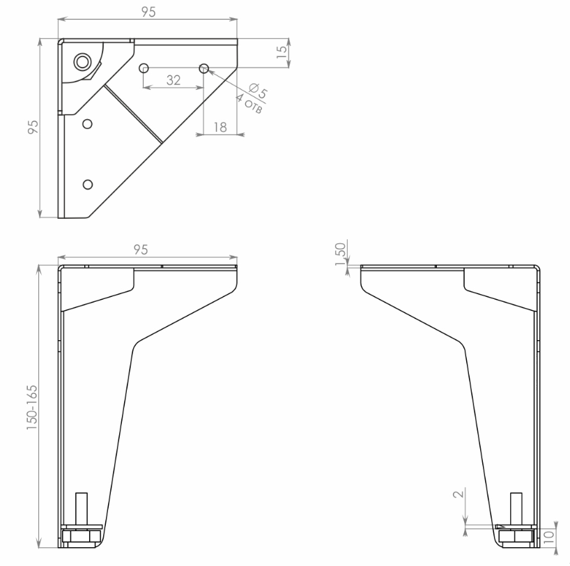 BRD N332BL.2 опора регулируемая TOM черный 150 мм (заказ)