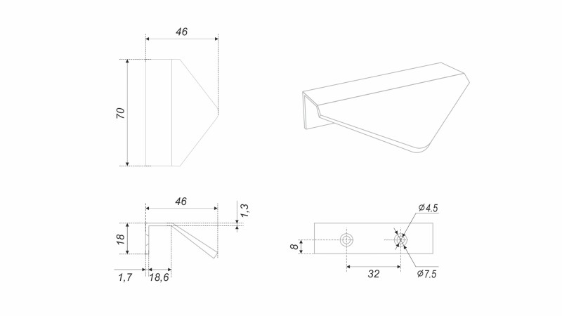 BRD RT014W.1/32 ручка торцевая 32 мм ICON белый (заказ)
