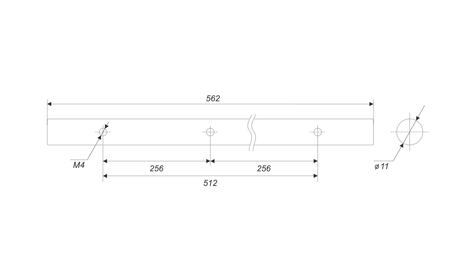 BRD PR001BL.1/512 ручка-скоба пруток 512 мм  NUDE черный (заказ)