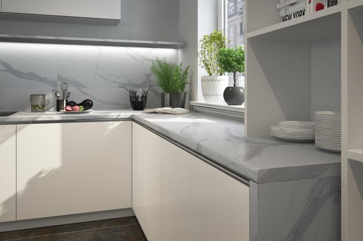 Столешница КЕДР МК 4000*600*38мм 1 группа - Гранит белый 3027/S АКЦИЯ