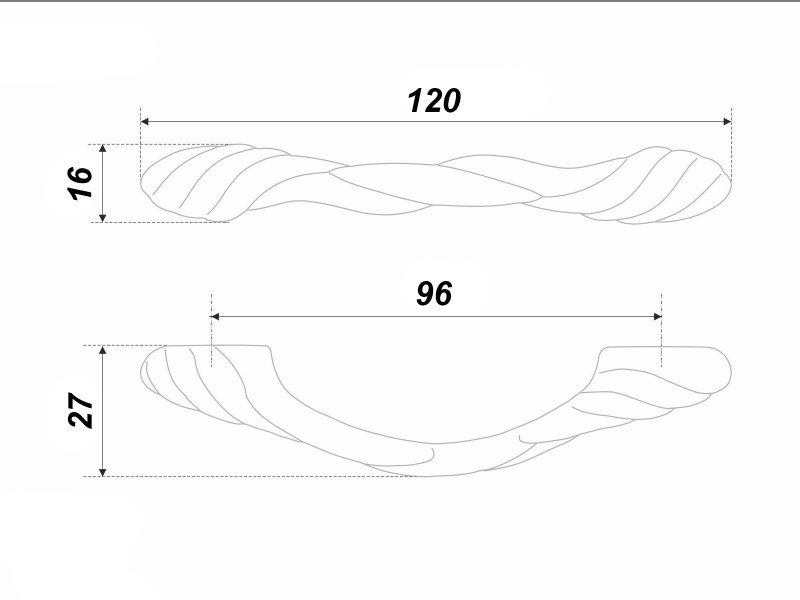 BRD RS126BAZ.4 ручка-скоба 96мм TWIST чернёный старинный цинк (заказ)
