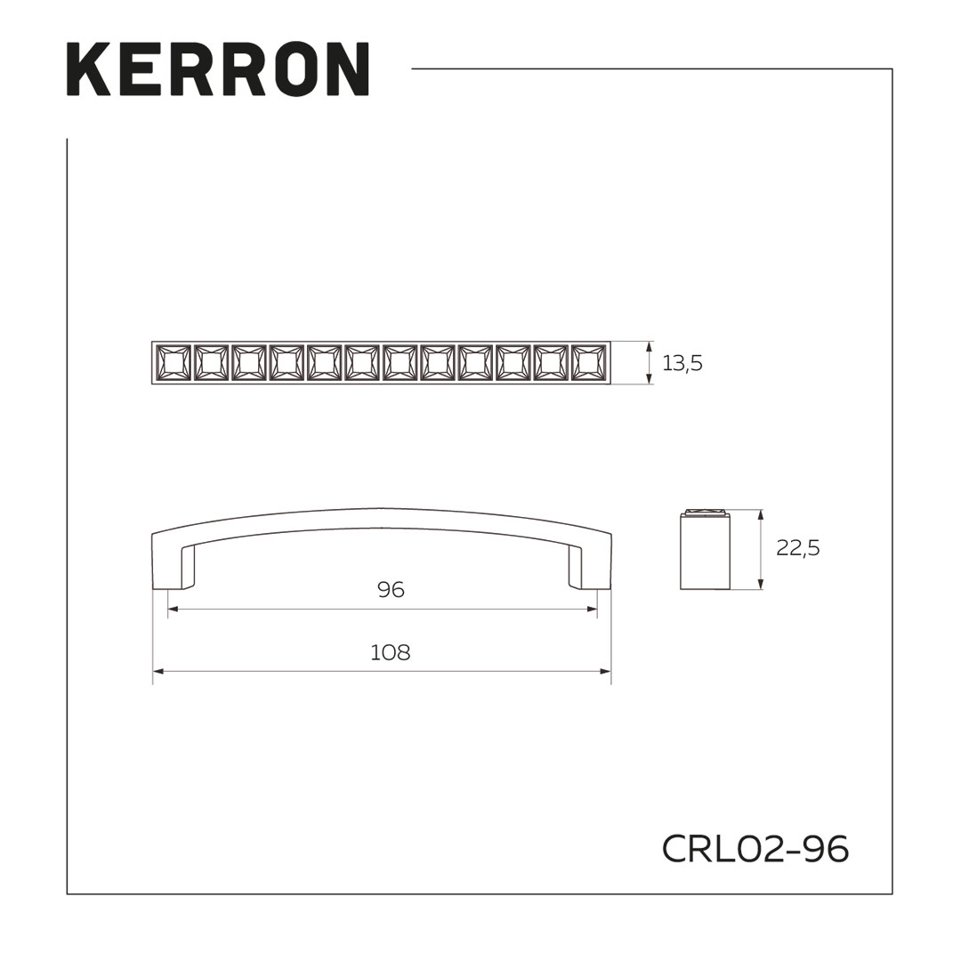 KR CRL 02-96 ручка-скоба 96 мм  хром полированный с кристаллами SALE
