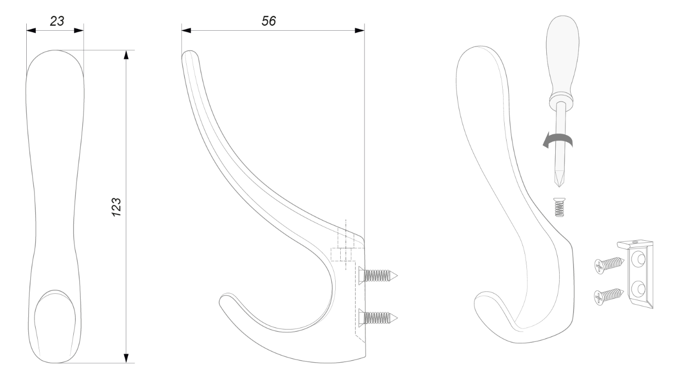 BRD K205BL.9 Крючок OLA 2-х рожковый черный матовый