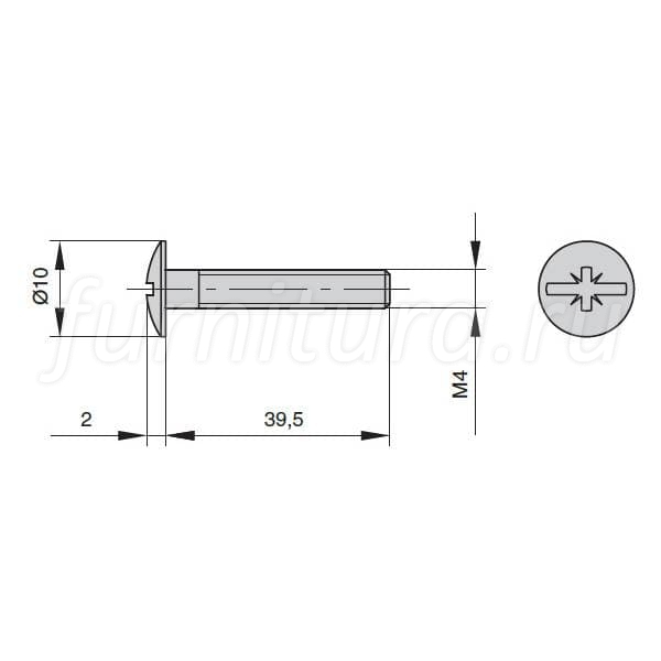 Винт М4х39.5мм, отделка цинк (за 100 шт.) SALE