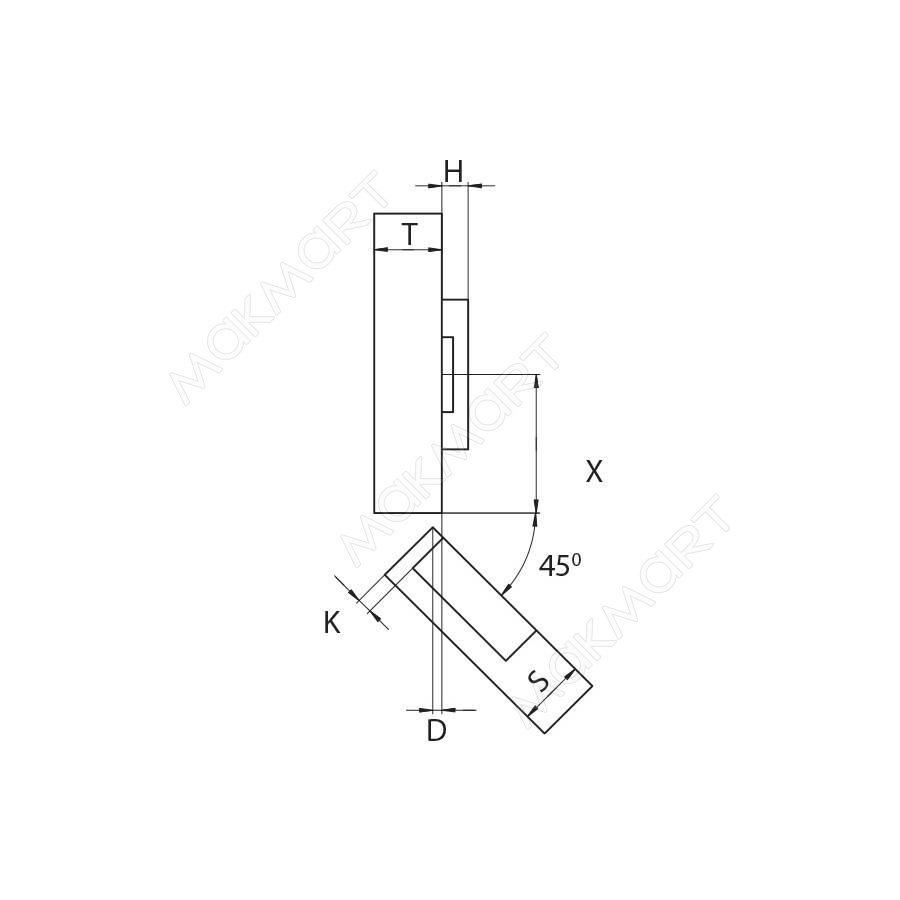 Петля 45 (110) угловая, 48мм, Slide-on, отделка никель (без планки)SALE