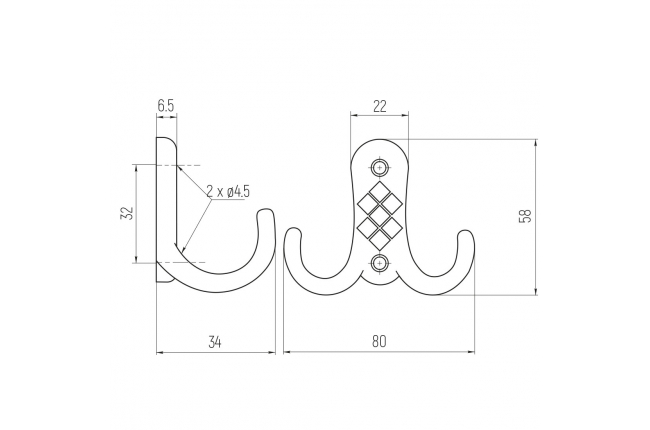 SETE Крючок DONATO 2-х рожковый бронза SALE