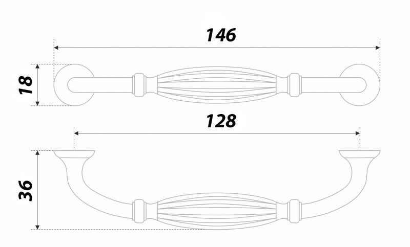 BRD RS464BAZ.5 ручка-скоба 128мм DEMURE чернёный старинный цинк SALE