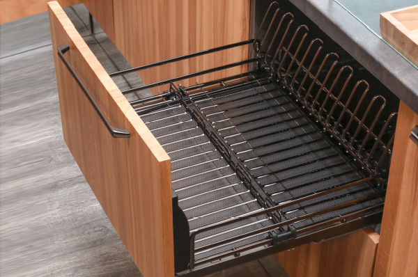 Ellite Сушка выдвижная в нижнюю базу 900, с доводчиком, отделка титаниум (заказ)