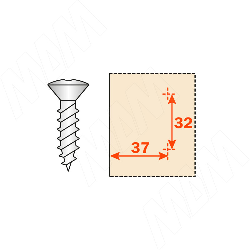 Ответная планка Н3 под саморез, отделка никель, для холодильника