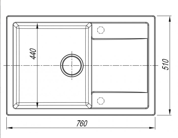 Мойка Dr. Gans Техно 760 прямоугольная с крылом терра