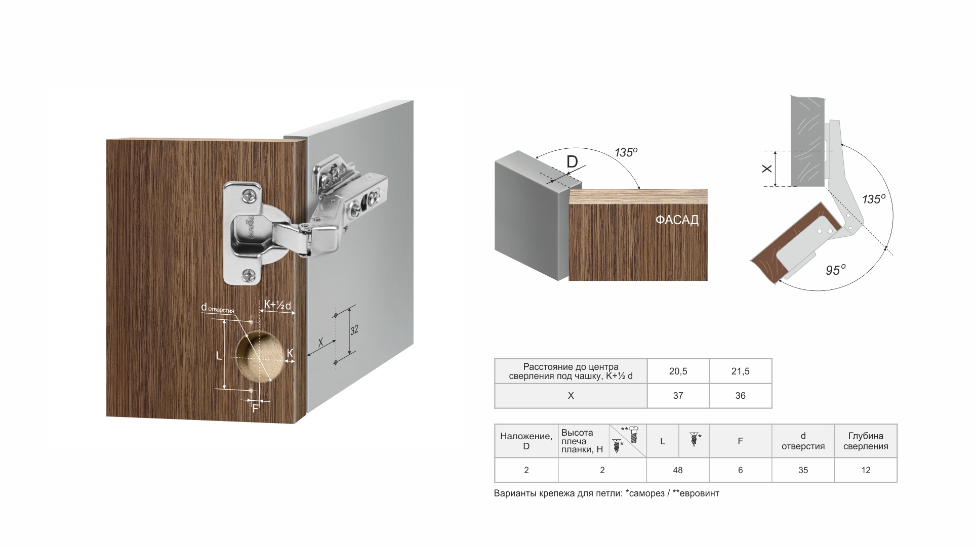 BRD H946C02 Петля угловая 45 град. без пружины NEO LINE PUSH (без планки) SALE
