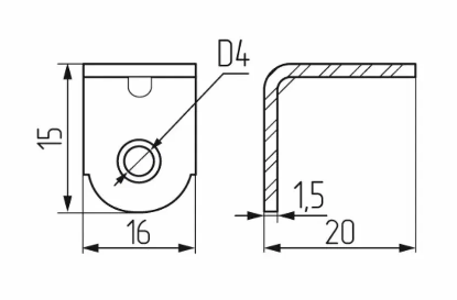 Уголок металлический 20*20*16 с ребром жесткости