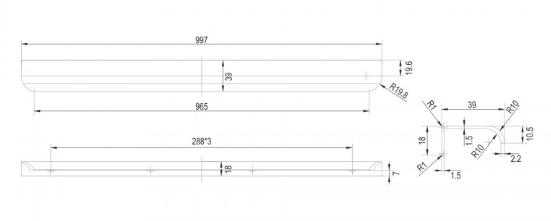 BRD RT110SC.1 ручка торцевая 1000 мм MONTE матовый хром (заказ)