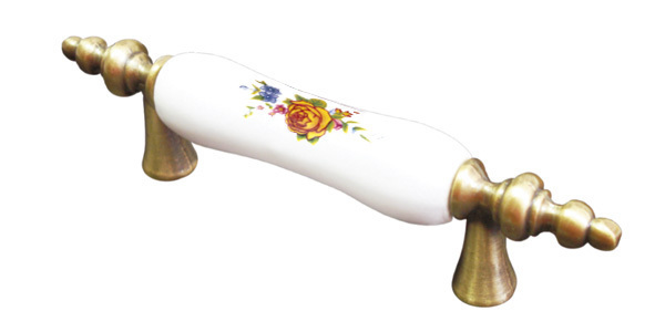 BRD RS116АВ.W02 ручка-скоба 76 мм старинная латунь с керамикой желтая роза (снято)