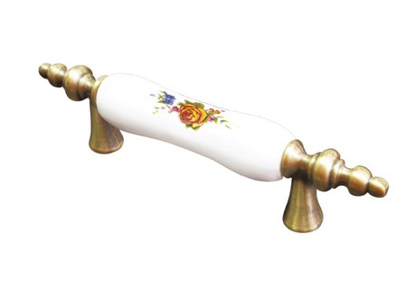 BRD RS116АВ.W02 ручка-скоба 76 мм старинная латунь с керамикой желтая роза (снято)