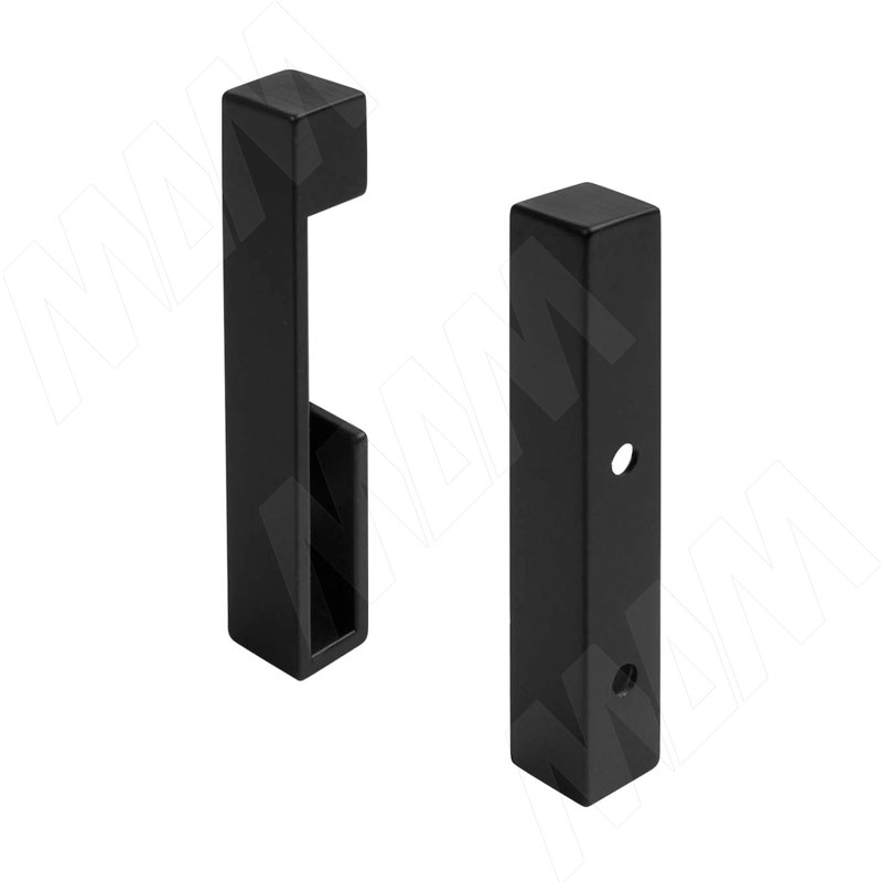 VOGUE Штангодержатель для прямоугольной штанги, торцевой, черный, крепление к стене (левый + правый)