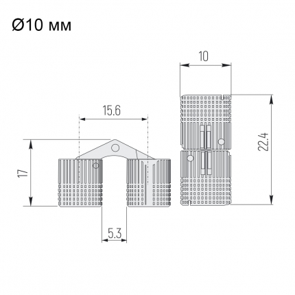Петля потайная бронза D10, ДСП 16 мм