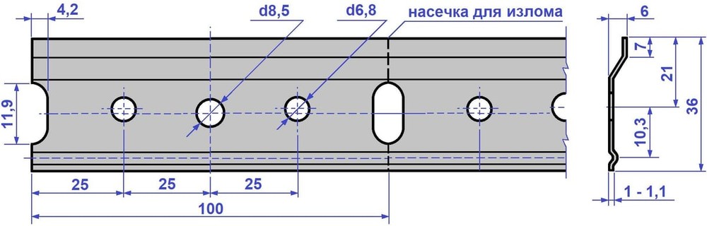 Планка монтажная 2000 цинк  (шина) 1мм