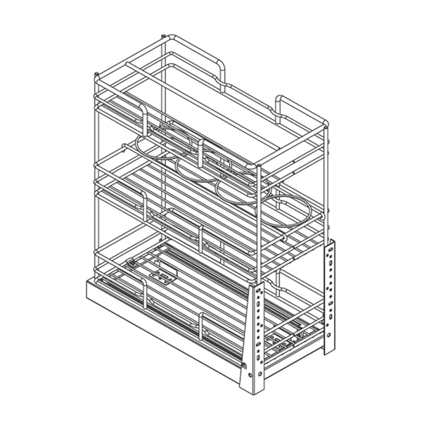 Корзина выдвижная донное крепление 3-х ярусная 300 с доводчиком
