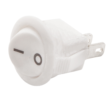 Выключатель круглый врезной, клавишный d=16.5мм, белый