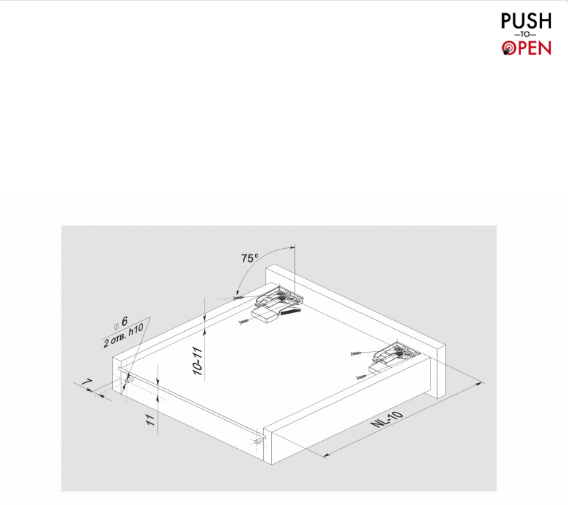 BRD DB8885Zn/ Направляющие cкрытого монтажа B-slide PUSH 300, полн. выдв. (надвижной) (снято)