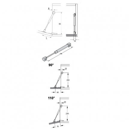SETE Газлифт на открытие вниз N60, БЕЛЫЙ
